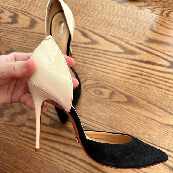 Schultz black and cream suede and patent leather heels size 7 - Picture 4 of 11